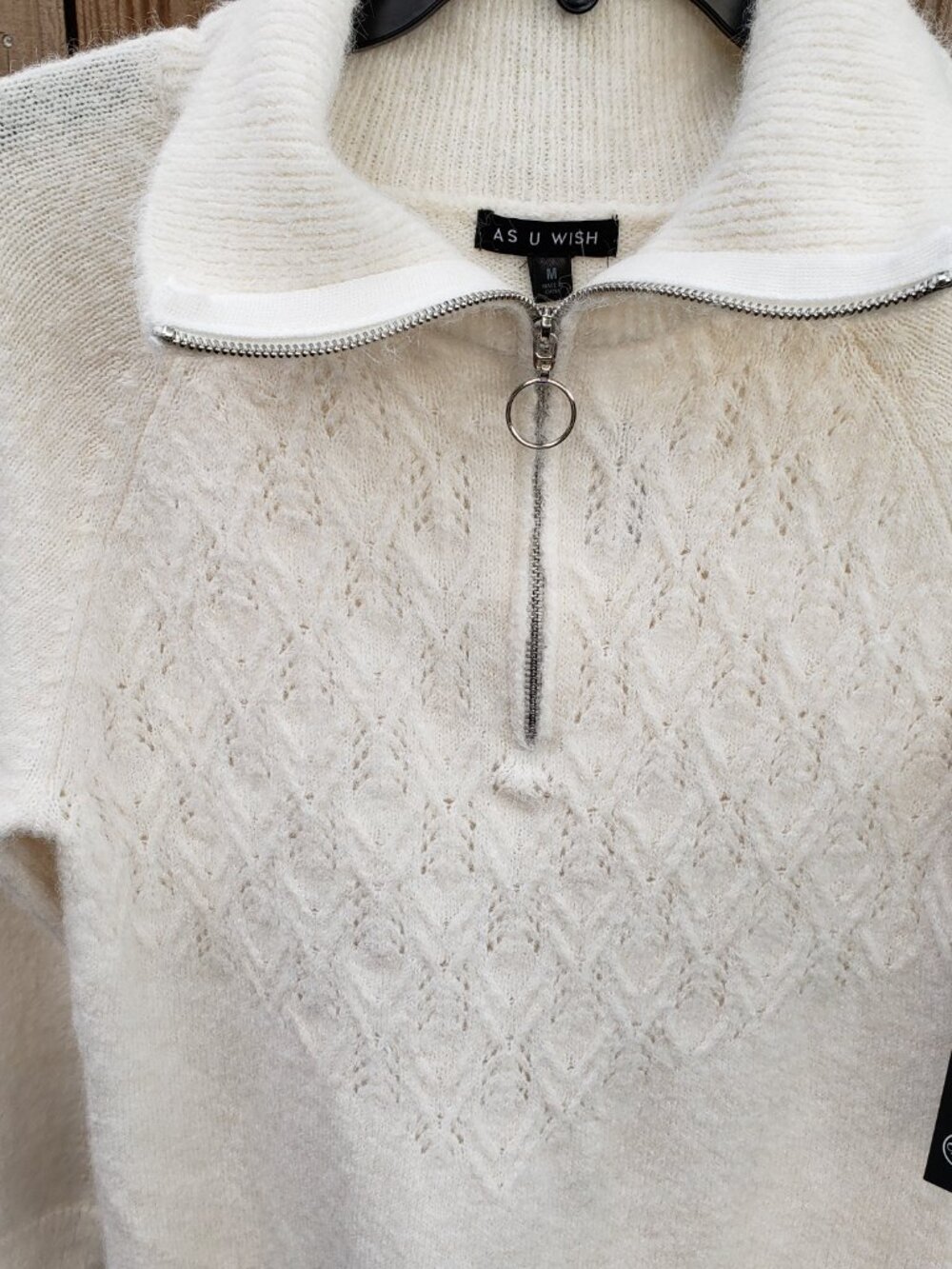 BNWT As U Wish Ivory Cream/White Sweater soft cozy (M) - Picture 3 of 7